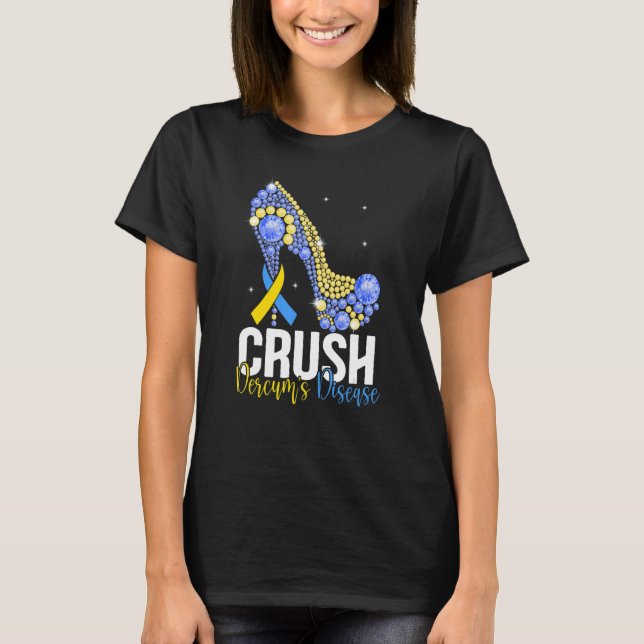 Crush Dercum's Disease Gult & Blue Ribbon High H T Shirt (Framsida)