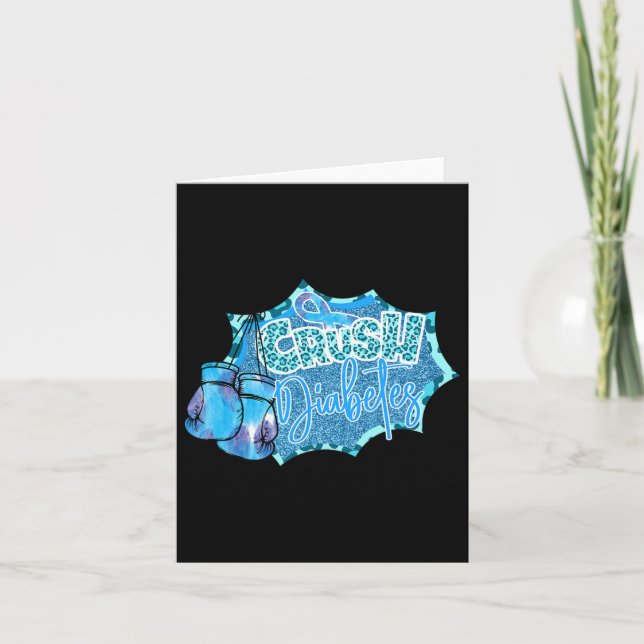 Crush Diabetes Blue Boxing Glove Diabetes Awarene Kort (Framsida)