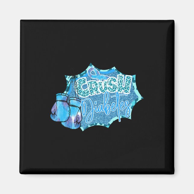Crush Diabetes Blue Boxing Glove Diabetes Awarene Magnet (Framsidan)