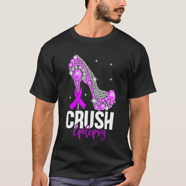 Crush Epilepsy Awareness Diamond High Heel Lila T Shirt (Framsida)