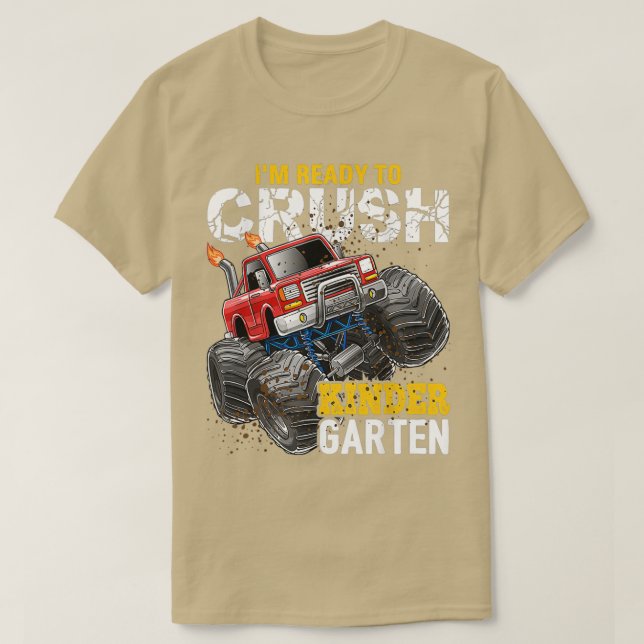 Crush Kindergarten Monster Lastbil Back to school  T Shirt (Design framsida)