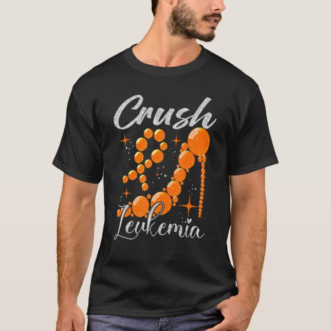 Crush Leukemia Awareness Orange Ribbon High Heel W T Shirt (Framsida)