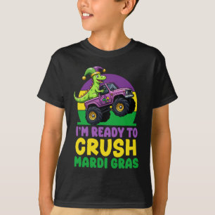Crush Mardi Gras Monster Lastbil Dinosaur t rex To Shirt