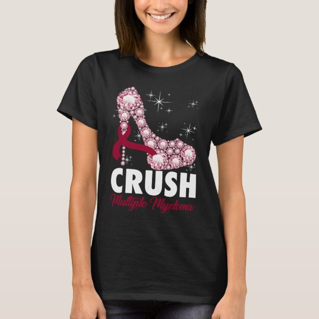 Crush Multiple Myeloma Awareness High Heel Warrior T Shirt (Framsida)