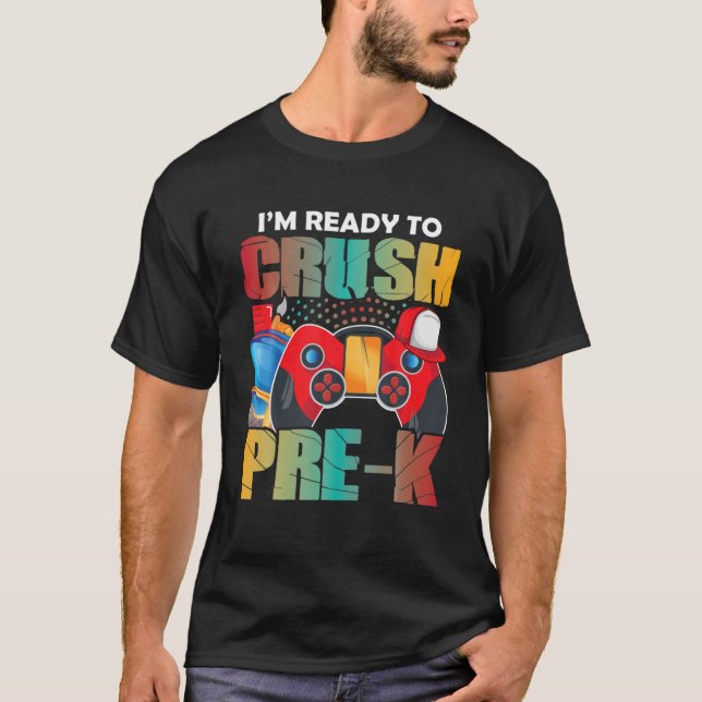 Crush Pre-K Back to school Student Boys Kids Novel T Shirt (Framsida)