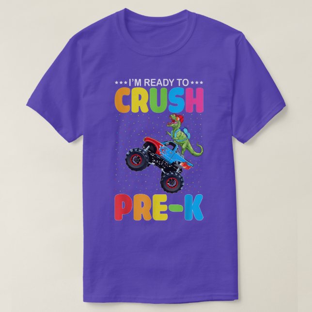 Crush Pre-K Dinosaur Monster Lastbil Back to schoo T Shirt (Design framsida)