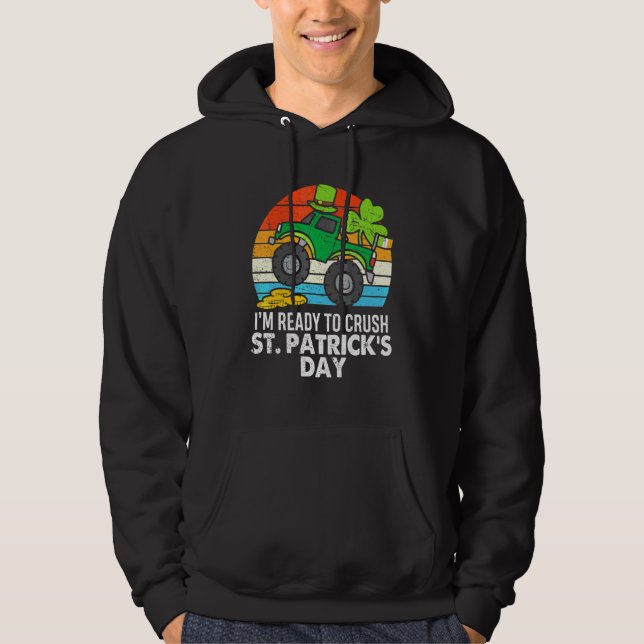 Crush St patricks day Monster Lastbil Paddys Småba Hoodie (Framsida)