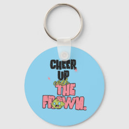 CRUSH THE FROWN CHEER UP ROUND METAL KEYCHAIN  NYCKELRING