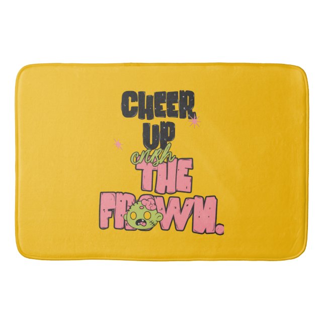 CRUSH THE FROWN CHEER UP  SHOWER CURTAIN  BADRUMSMATTA (Framsidan)