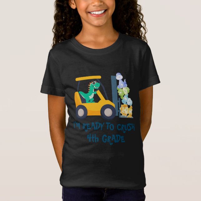 Crush Xth Klass Funny dinosaur Construction Lastbi T Shirt (Framsida)