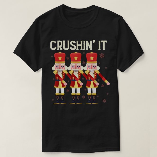 Crushin it Flossing Nutcracker-juldans T Shirt (Design framsida)
