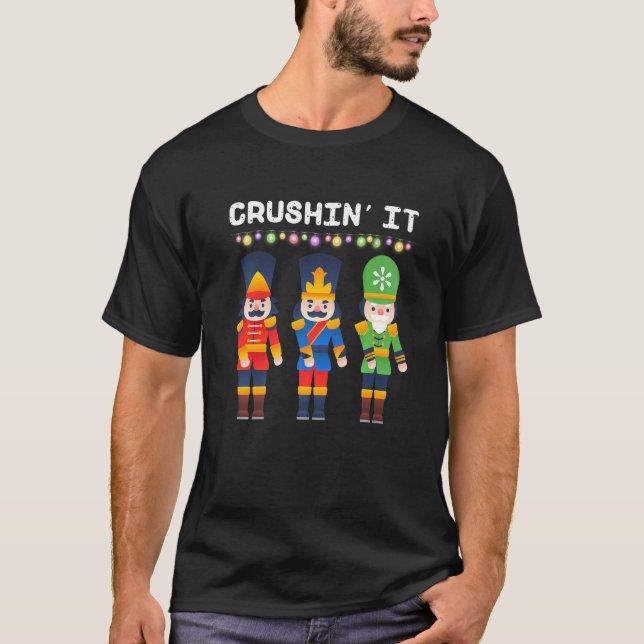 Crushin it Flossing Nutcracker-juldans T Shirt (Framsida)