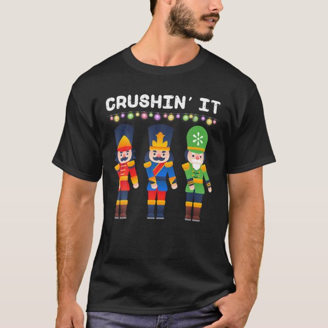 Crushin it Flossing Nutcracker-juldans T Shirt (Framsida)