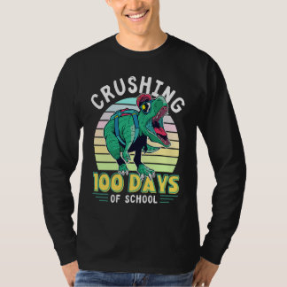 Crushing 100 Days of School Dinosaur Rex Dino Boys T Shirt