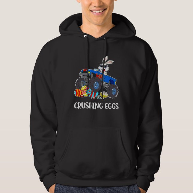 Crushing Easter Egg Hunting Monster Truck Spring B Hoodie (Framsida)