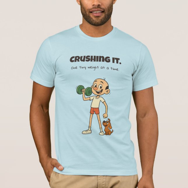 Crushing It - Lustigt Gym Tecknad T-Shirt (Framsida)