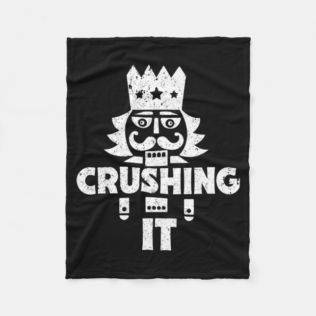 Crushing It Nutcracker Funny Retro Christmas Festi Fleecefilt (Framsidan)
