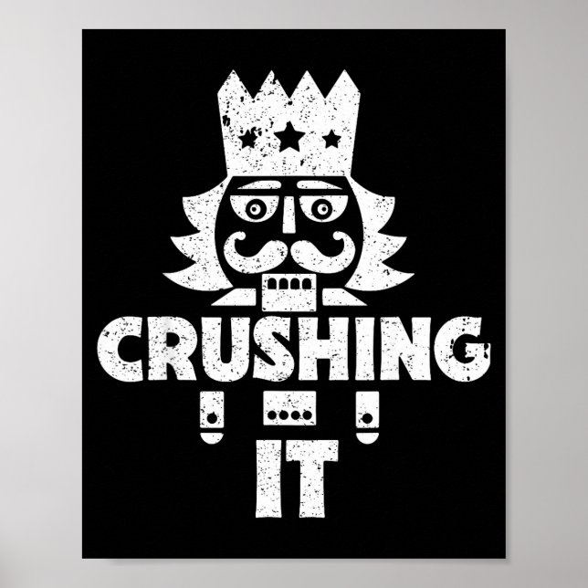 Crushing It Nutcracker Funny Retro Christmas Festi Poster (Framsidan)