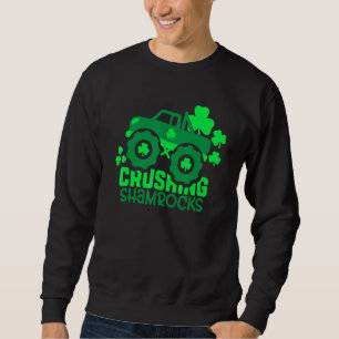 Crushing Shamrocks Monster Lastbil Irish St Patric Lång Ärmad Tröja
