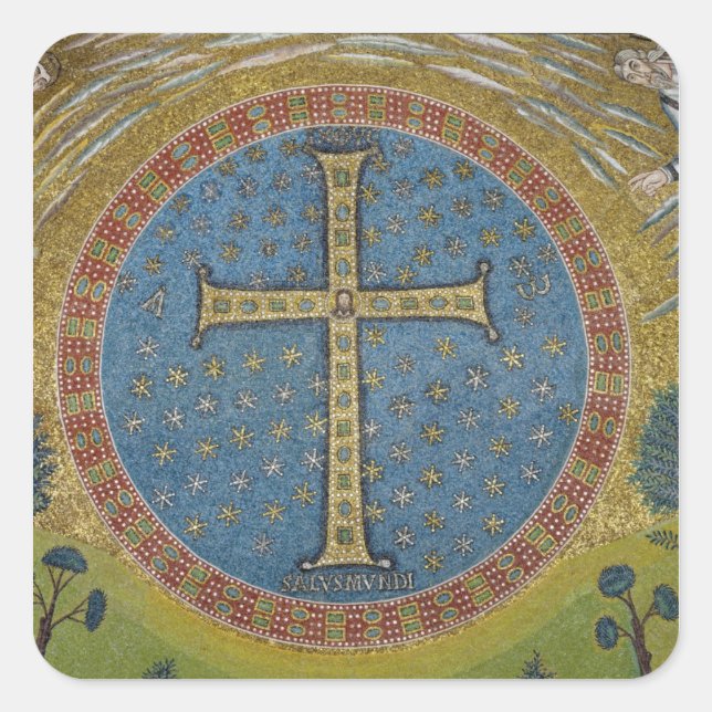 Crux gemmata fyrkantigt klistermärke (Framsida)