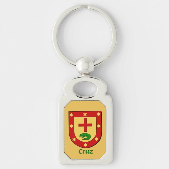 Cruz Historical Shield Rektangulärt Silverfärgad Nyckelring (Framsidan)