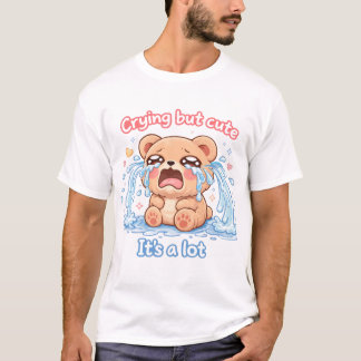 Crybaby Bear Kawaii – Sött Gråtande Meme T Shirt