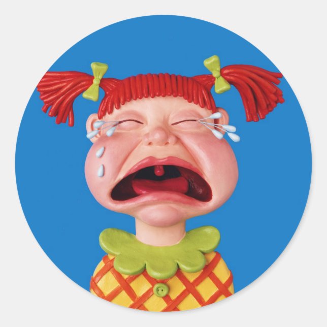 Cryin Girl Runt Klistermärke (Framsida)