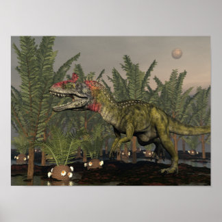 Cryolophosaurus dinosaur - 3D-rendering Poster