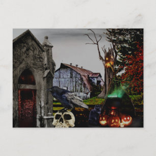 *~* Crypt Raven Witch Döskallars HALLOWEEN Vykort