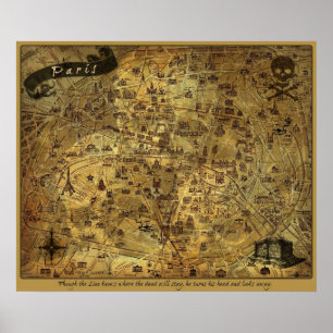 Cryptic Treasure Karta i Paris Poster