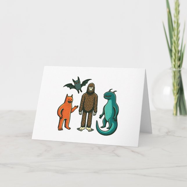 Cryptid Friends: Baby Bodykosti One-sie w/ Bigfoot Tack Kort (Framsida)