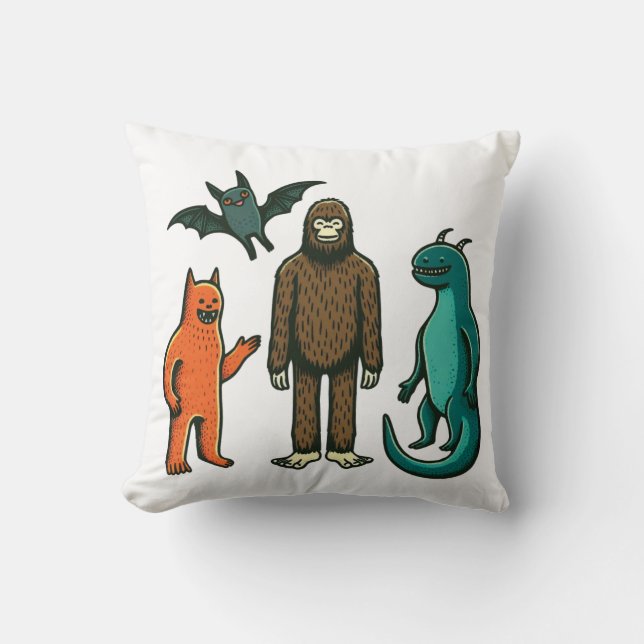 Cryptid Friends: Bigfoot, Chupacabra osv. Pillow Kudde (Framsida)