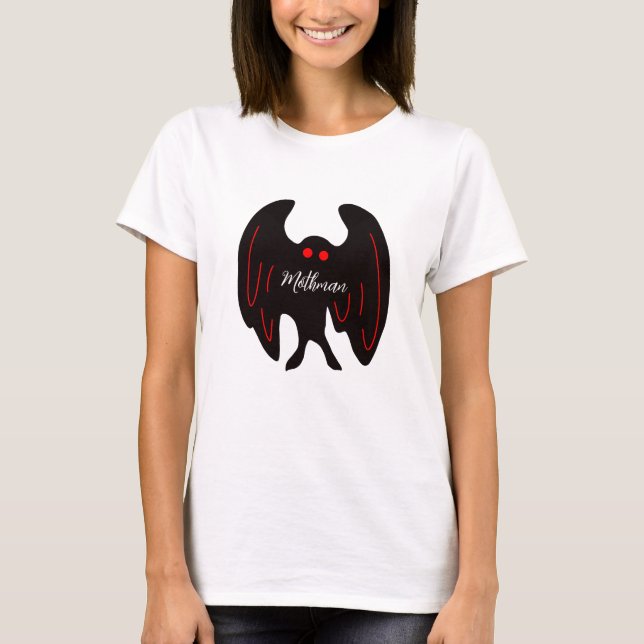Cryptid Mothman Black vingar, red öga T Shirt (Framsida)