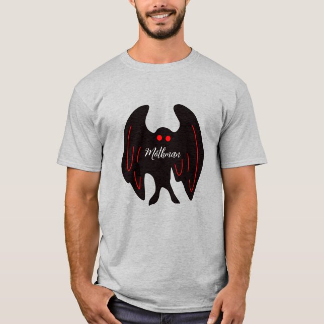 Cryptid Mothman Black vingar, red öga T-Shirt (Framsida)