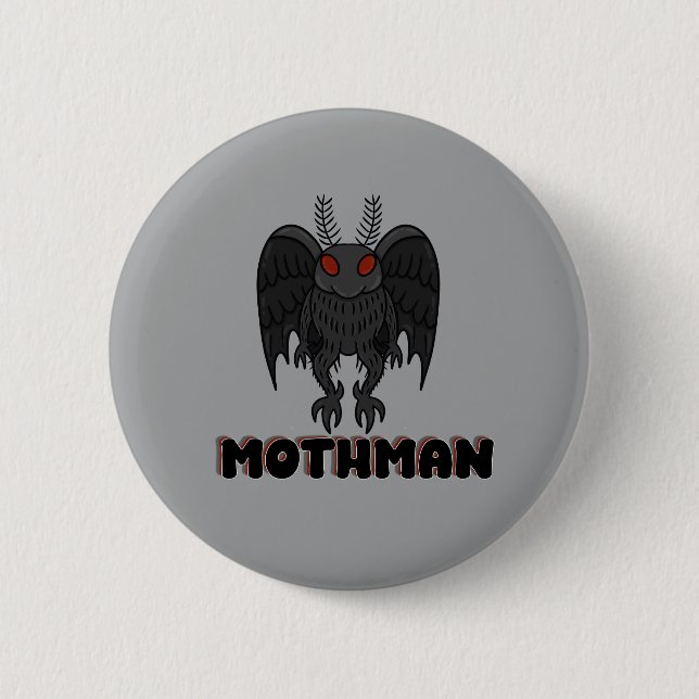 Cryptid Mothman Röda Ögon Design Grafisk Knapp (Framsida)