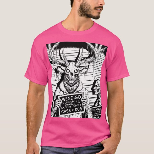 Cryptid Mugshots - Wendigo T Shirt (Framsida)