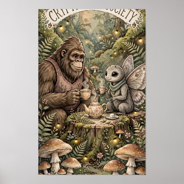 Cryptid Te Society Cottagecore Affisch (Framsidan)