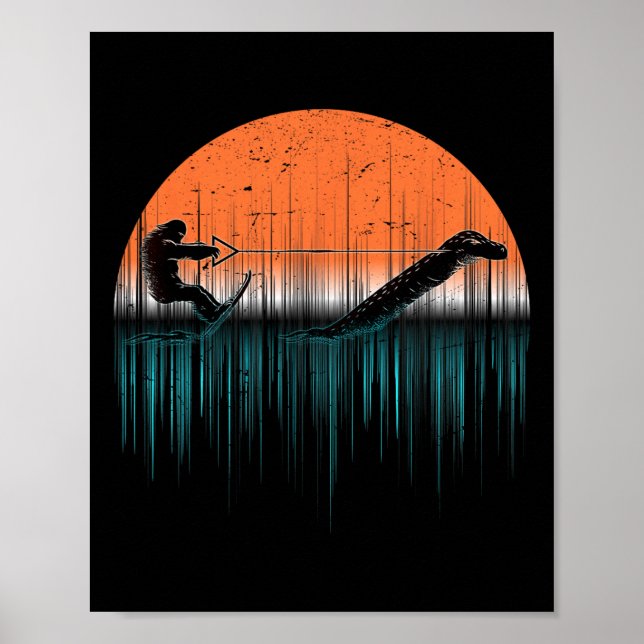 Cryptid Vattenskidor Loch Ness Monster Rolig Bigfo Poster (Framsidan)