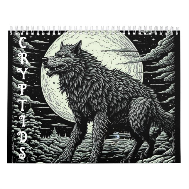 Cryptids Bigfoot, Chupacabra, Mothman, Yeti Kalender (Omslag)