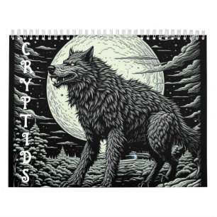 Cryptids Bigfoot, Chupacabra, Mothman, Yeti Kalender