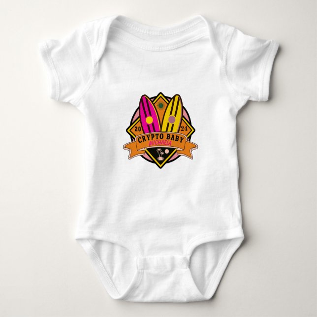 CRYPTO BABY baby med namn och födelsedatum T Shirt (Framsida)