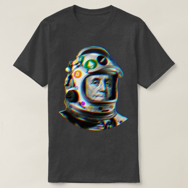 Crypto Benjamin Cyber Space Astronaut Miner Glitch T Shirt (Design framsida)