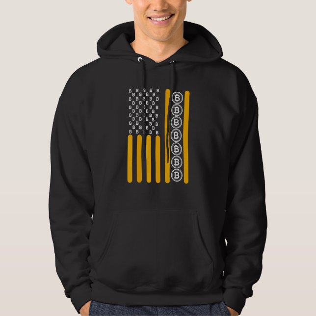 Crypto Bitcoin Cryptocurrency Blockchain Hodl-Flag Hoodie (Framsida)