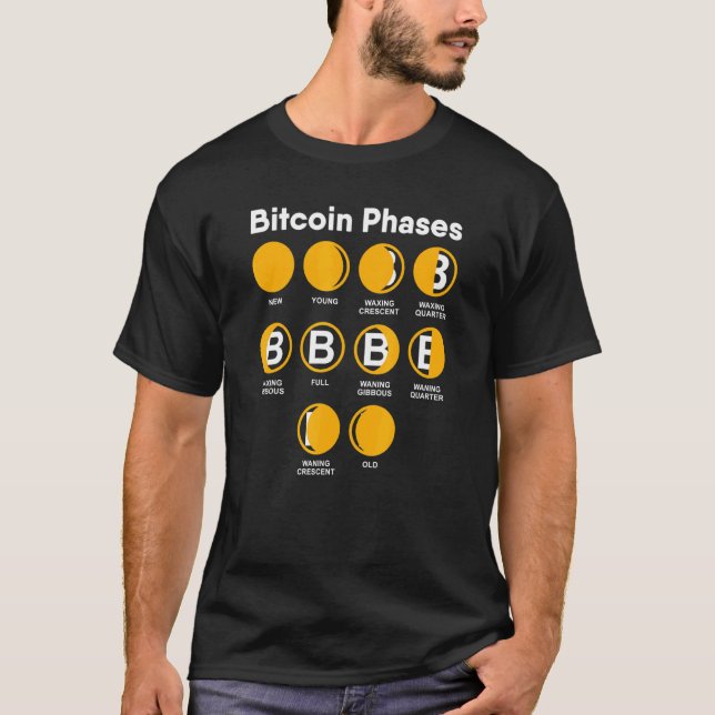 Crypto Bitcoin Cryptocurrency Måne Phases Meme Pap T Shirt (Framsida)