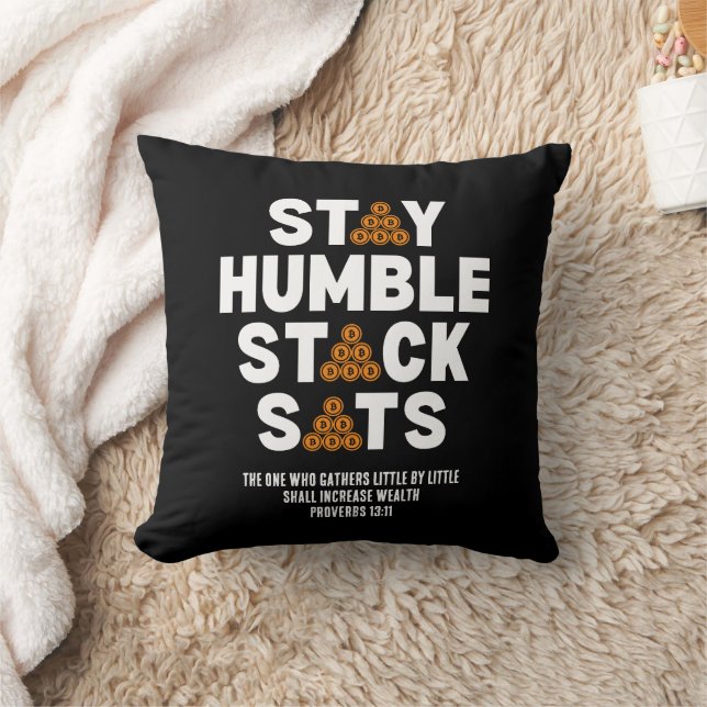 Crypto Bitcoin Investor STAY HUMBLE STACK SATS Kudde (Filt)