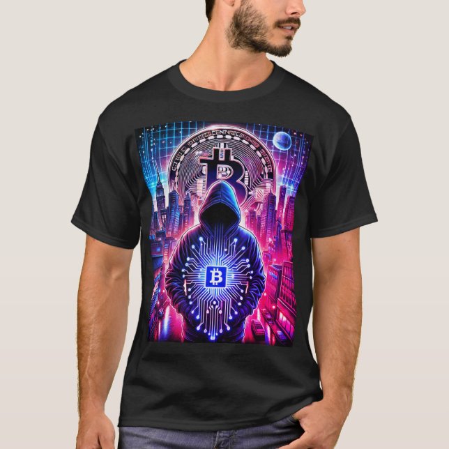 Crypto/Bitcoin Stealth T-Shirt Blue Lila (Framsida)
