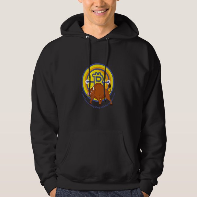 Crypto Bull Bitcoin-Behållor Stigning som Sol Hoodie (Framsida)