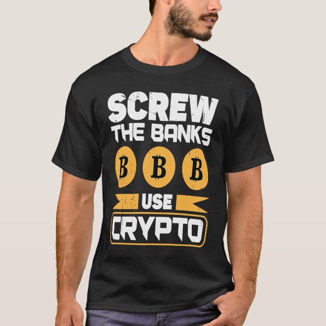 Crypto  Cryptocurrency Blockchain Trader Finance   T Shirt (Framsida)