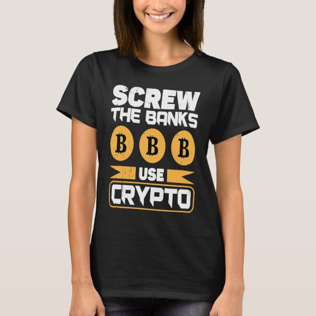 Crypto  Cryptocurrency Blockchain Trader Finance   T Shirt (Framsida)