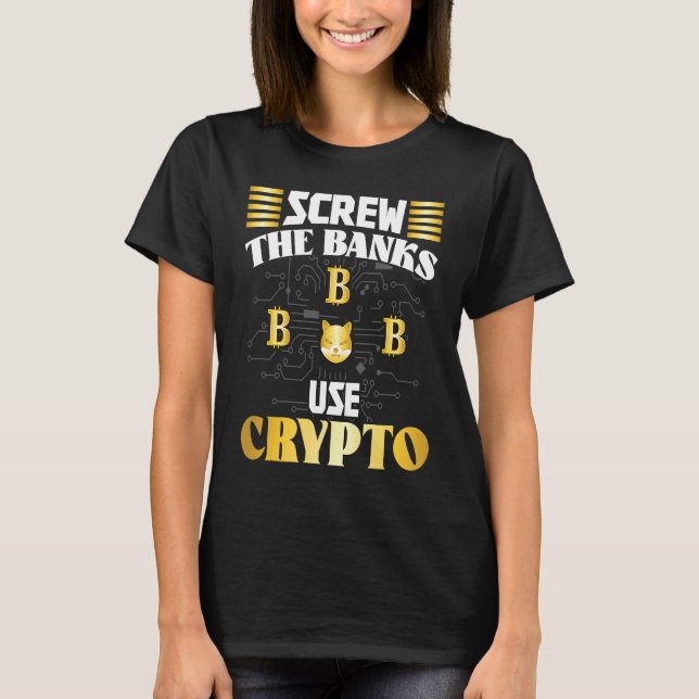 Crypto  Cryptocurrency Blockchain Trader Finance   T Shirt (Framsida)